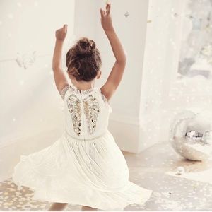 NWT Mini Boden Cream/White Angel Dress 6-7